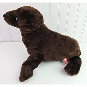 Wild Republic RETIRED Plush Brown Seal Realistic Stuffed Animal Zoo Ocean 14 in